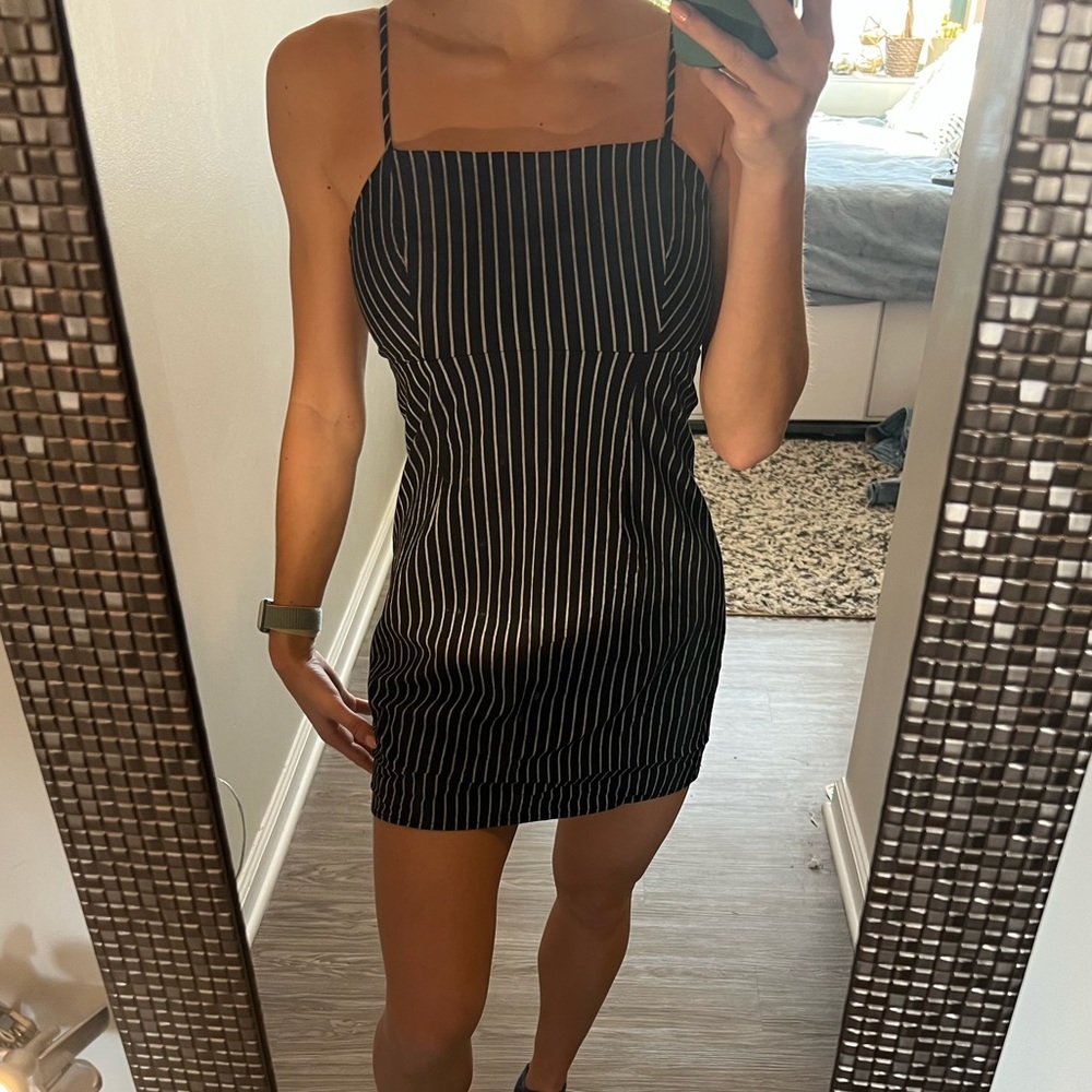 Kendall & Kylie Black & White Striped Mini Dress